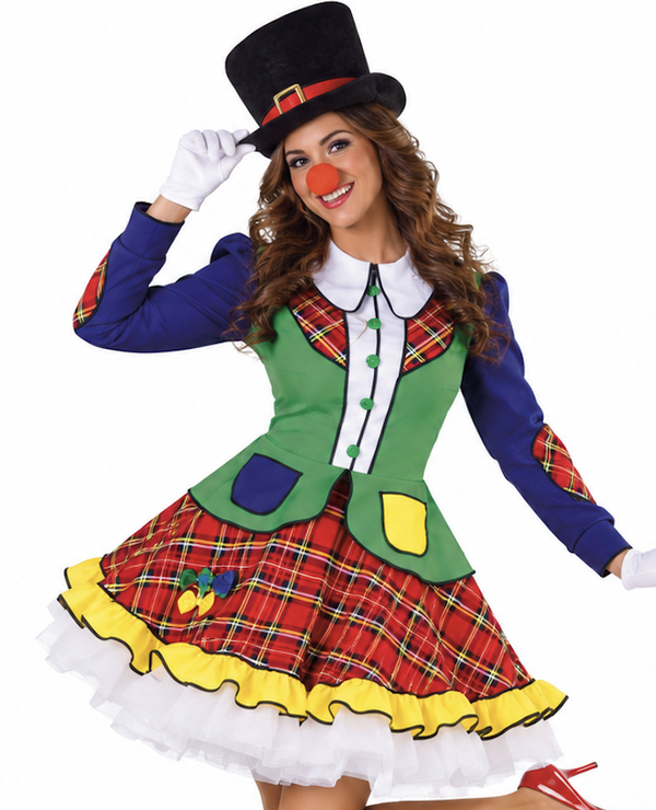 Circus Clown Pipa Jurk – Kleurrijk Kostuum met Schotse Ruit