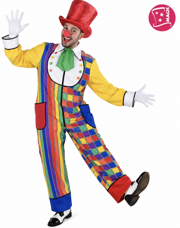 🔥 OUTLET 🔥 Clown Overall Blok/Streep Heren – Kleurrijk Alles-in-Één Circus Kostuum