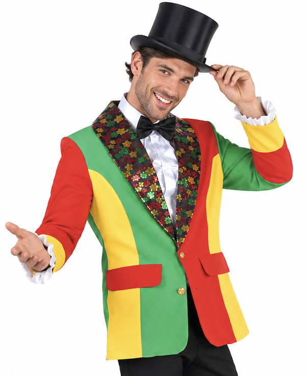 Colbert Limburg met Glinsterende Sterren Heren – Rood-Geel-Groene Carnavalsjas