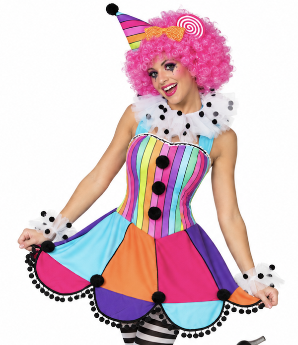 Regenboog Clown Jurkje Patty Dames