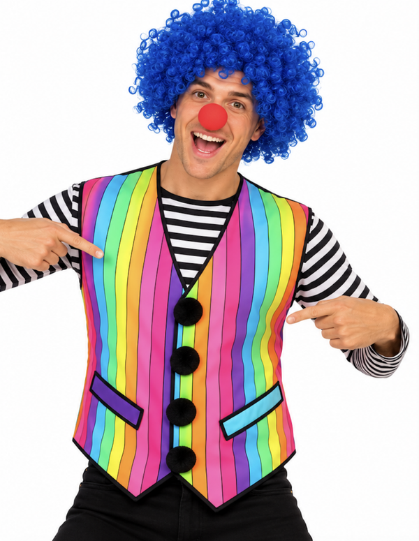 Rainbow Clown Gilet Heren – Mouwloos Regenboog Vest voor Carnaval & Circus