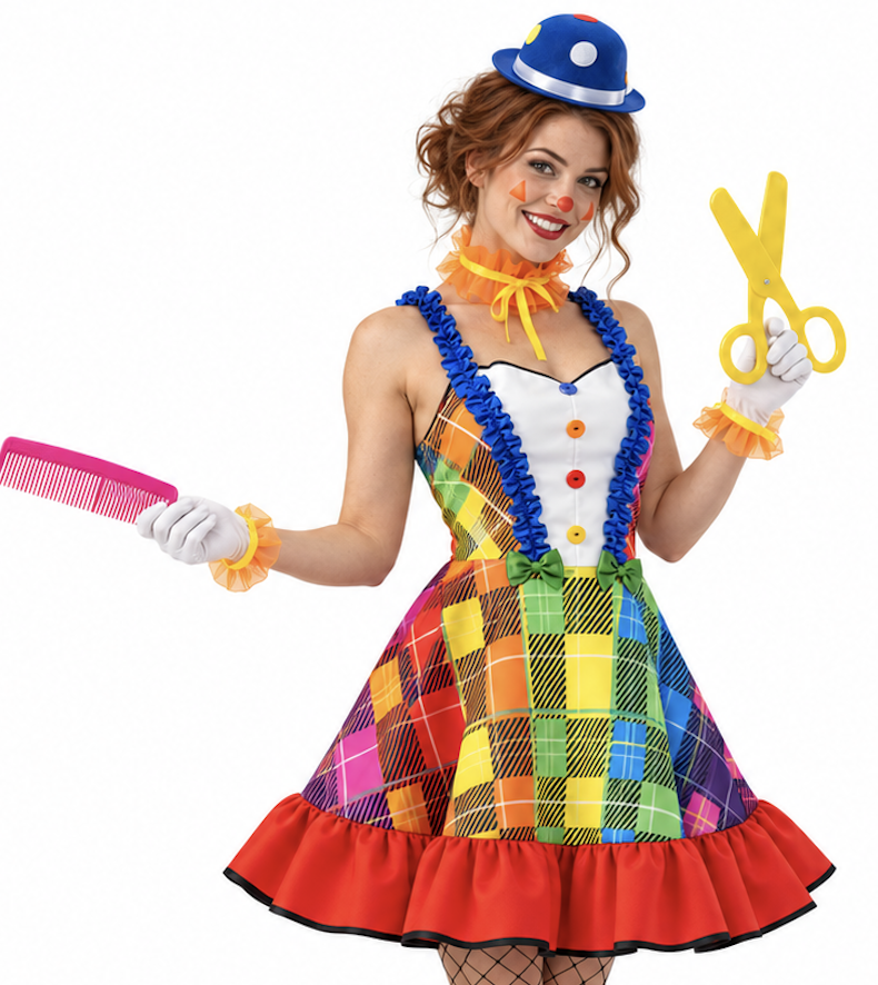 Regenboog Clowns jurk dames Rosy