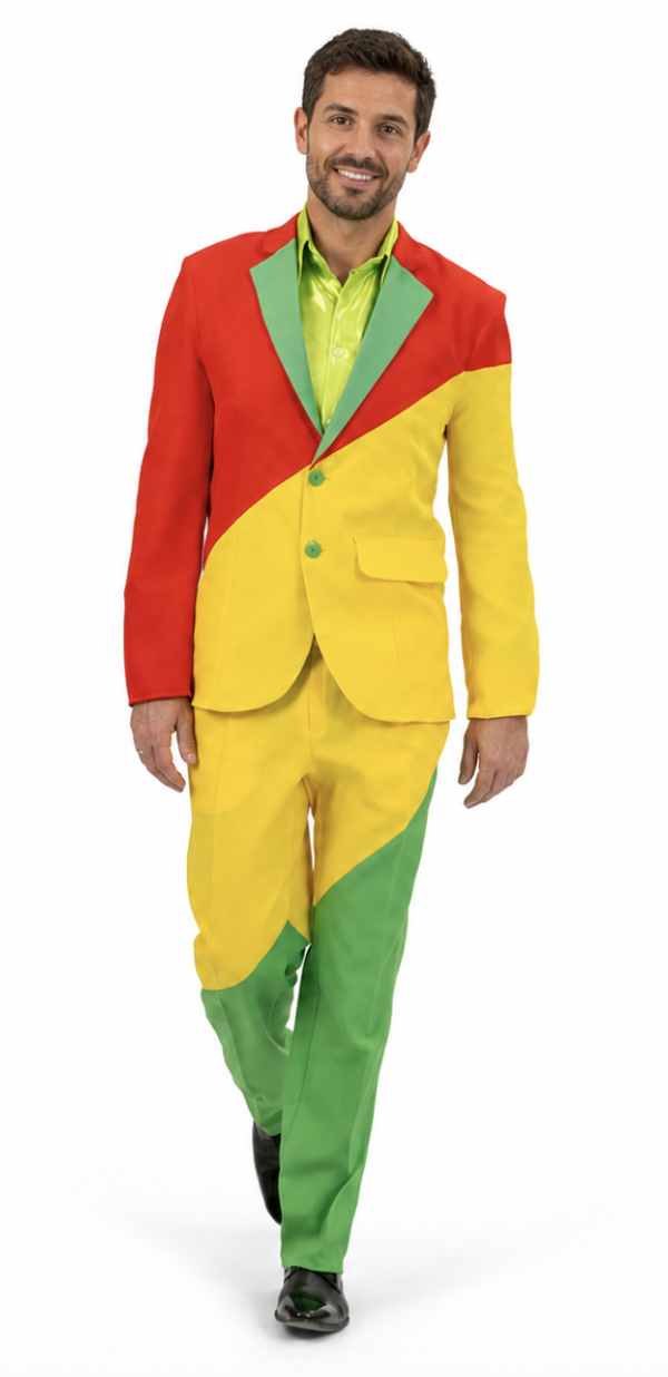 Carnavalskostuum Rood Geel Groen Heren