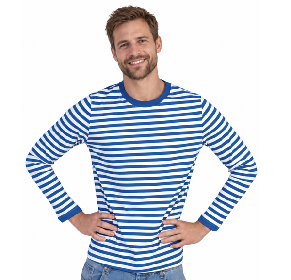 Blauw-wit gestreept shirt voor volwassenen