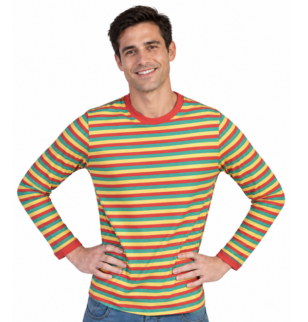 Gestreept Shirt Rood Geel Groen Heren