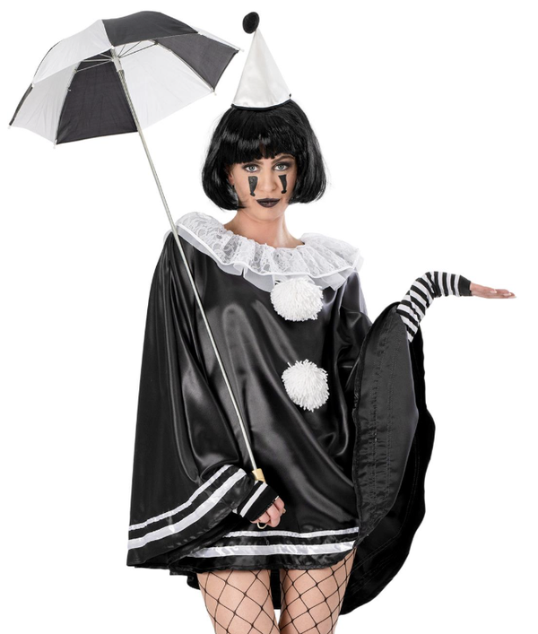 Zwarte Pierrot Bodhi Set met Cape, Kraag & Hoed voor Dames
