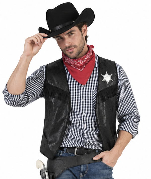 Stoer Cowboyvest Zwart – Lederlook Western Gilet voor Heren