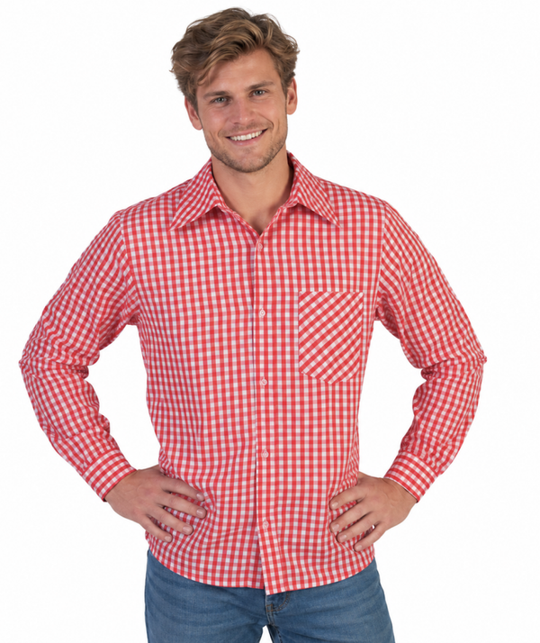 Klassiek Rood-Wit Geruit Overhemd Heren