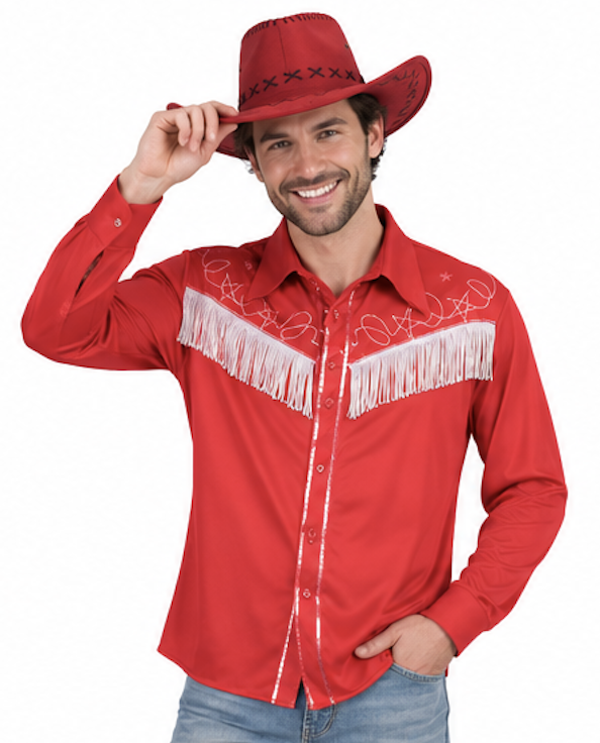 🔥 OUTLET 🔥 Stoere Rode Line Dance Blouse voor Heren
