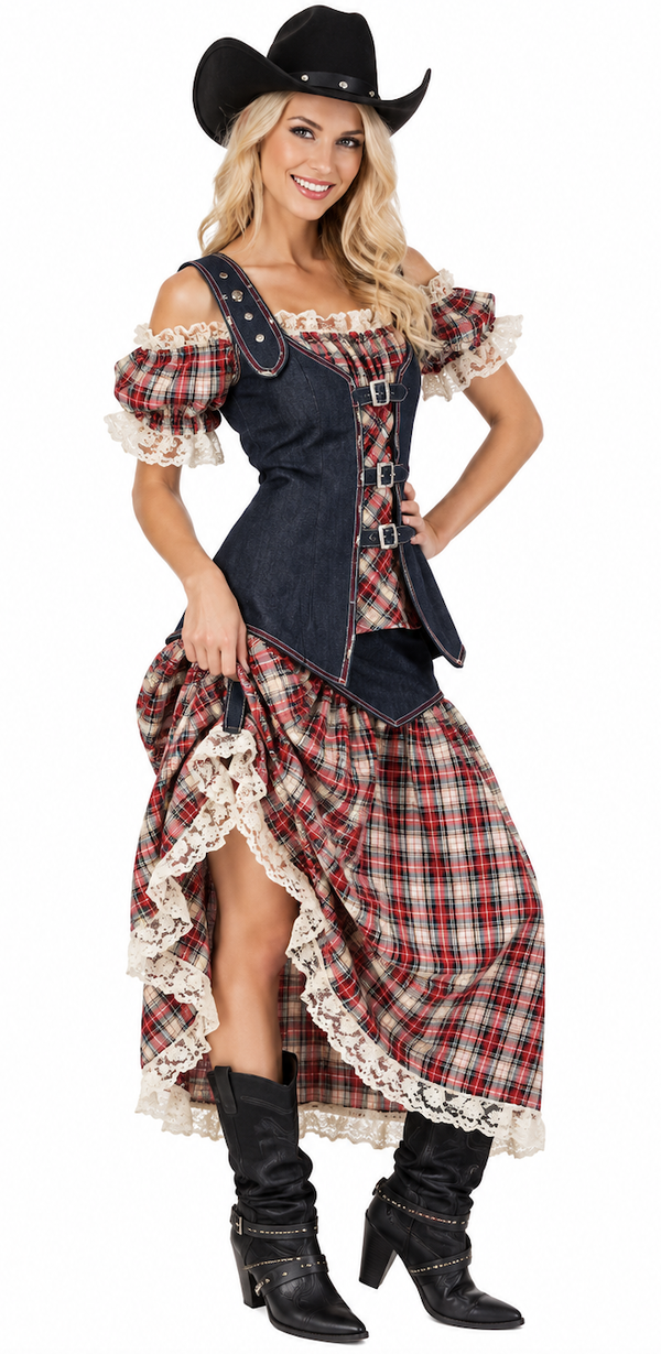 🔥 OUTLET 🔥 Stoere Jeans Western Saloon Cowgirl Jurk voor Dames