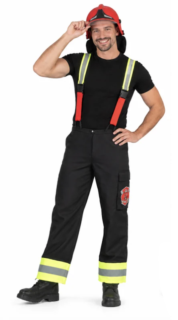 Stoere Brandweerman Broek met Bretels voor Heren