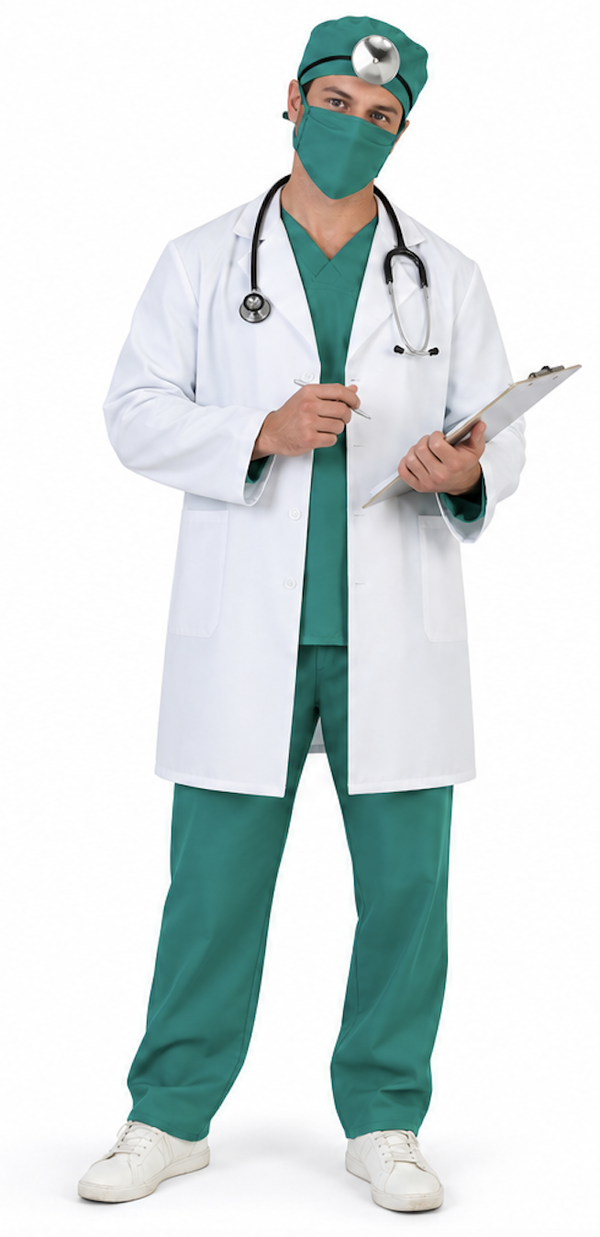 Professionele Dokter Danny Witte Doktersjas voor Heren