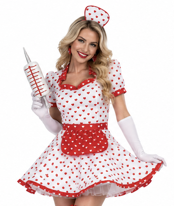 Lieve Hartjes Verpleegster Jurk voor Dames