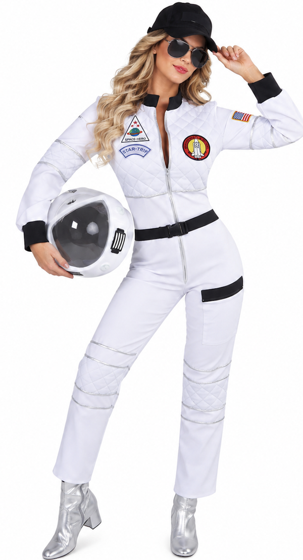 🔥 OUTLET 🔥 Astronaut Alice Kostuum Dames – Ruimtevaarder Jumpsuit met Riem