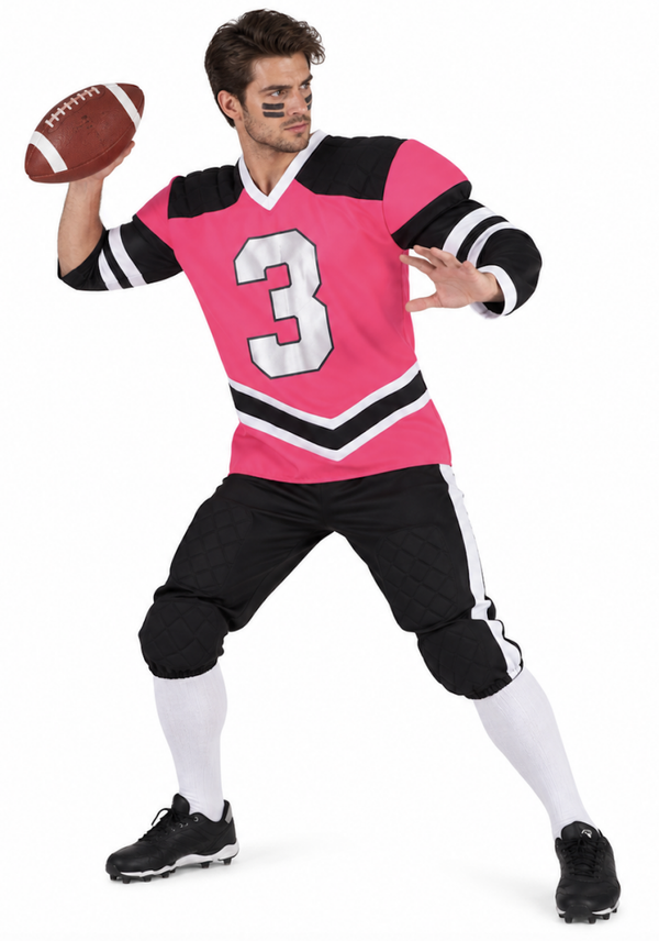 🔥 OUTLET 🔥 Fabulous American Footballer Kostuum Heren – Roze-Zwart Sport Outfit