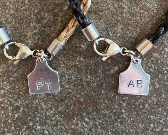Add on- ear tag stamped name charm