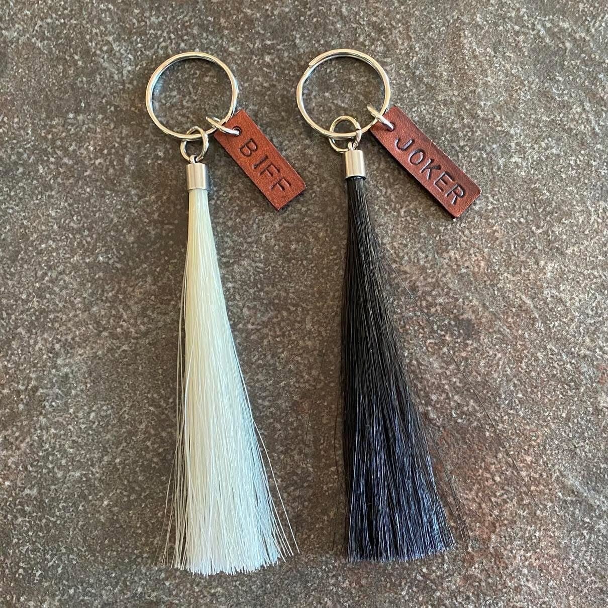 Keychain tassel with leather name tag