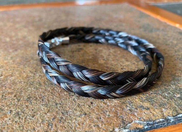 Double wrap narrow flat braid bracelet