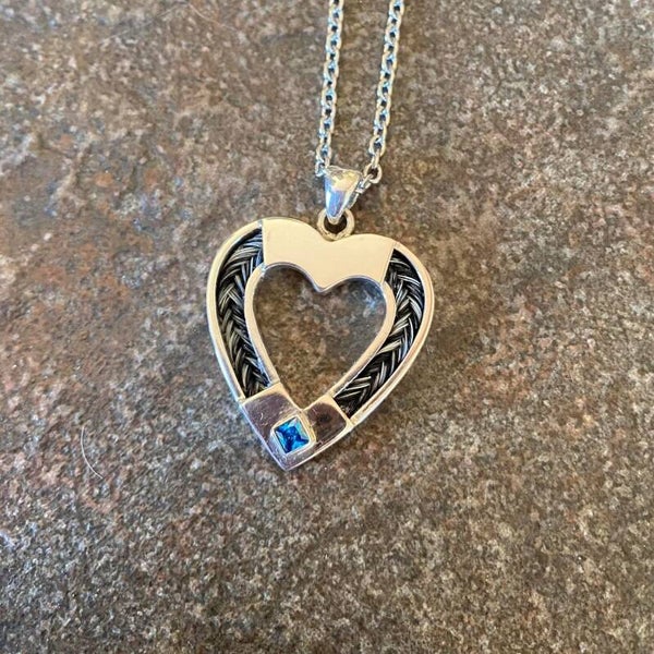Sterling silver heart pendant with birthstones