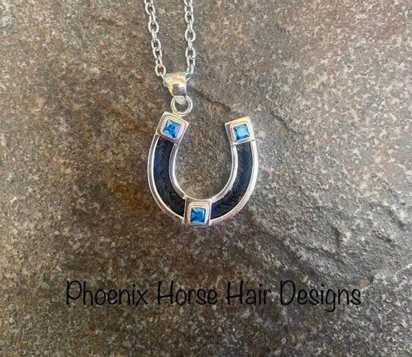 Horseshoe pendant with birthstones