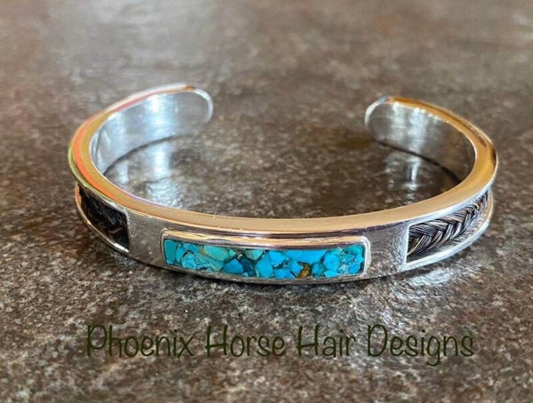 Sterling silver cuff bracelet with crushed stone
