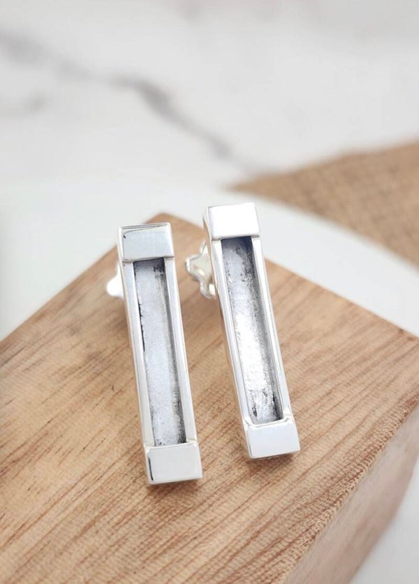 Sterling silver bar earrings