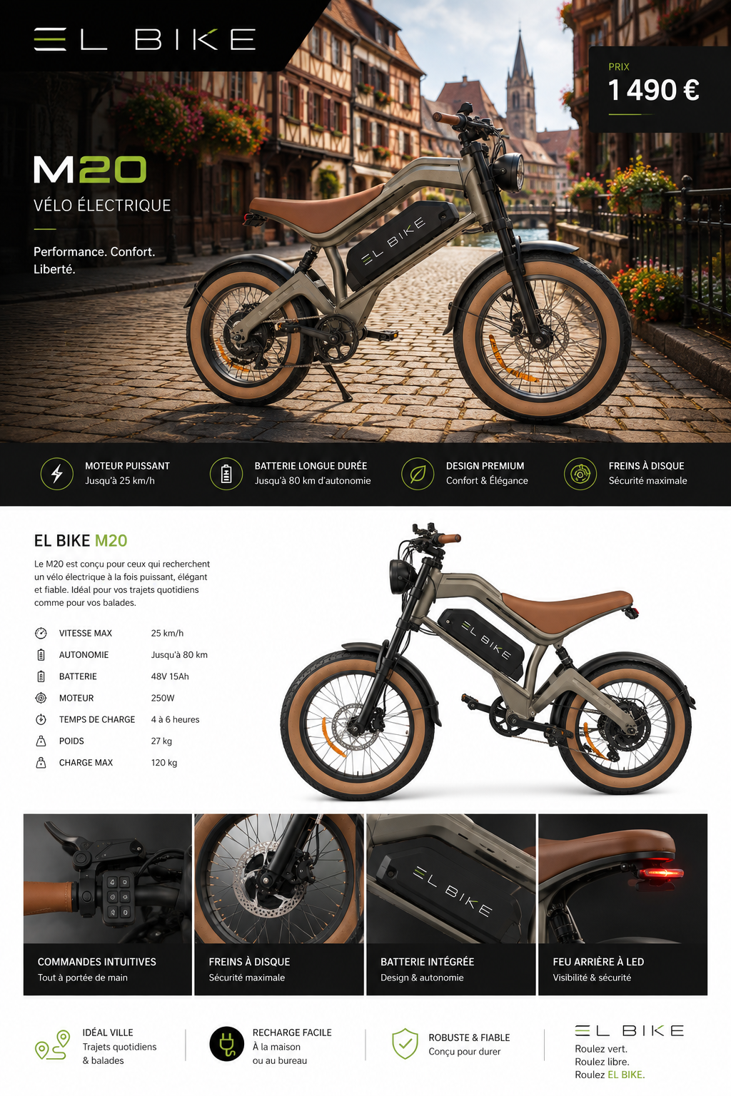 EL BIKE M20 — Le vélo électrique premium, signé pour la ville