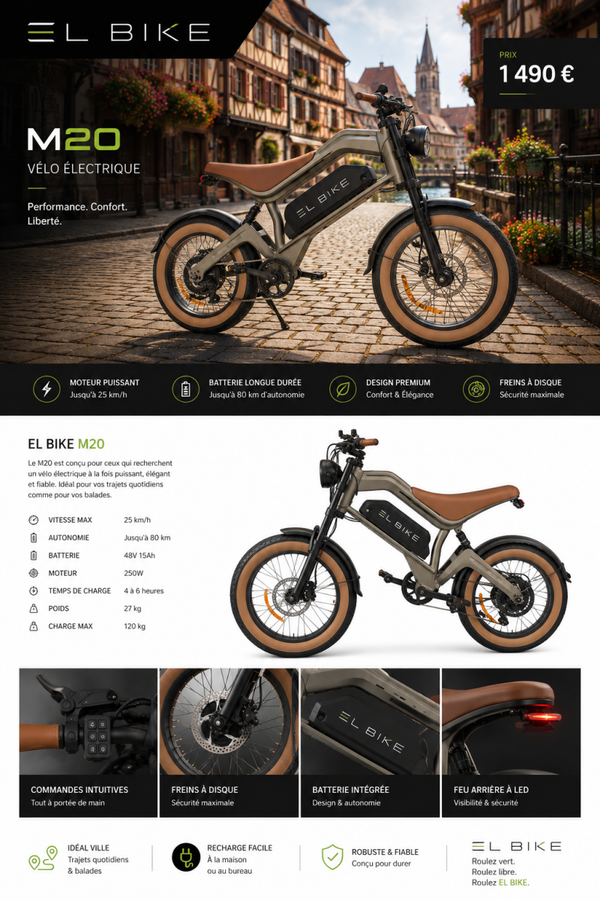 EL BIKE M20 — Le vélo électrique premium, signé pour la ville
