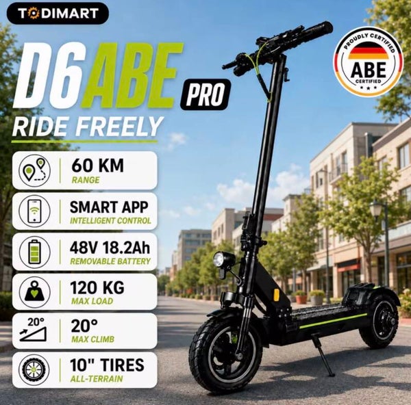 🛴 TODIMART D6ABE Pro — Trottinette Électrique Pliable