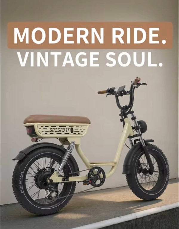 🛵 ONESPORT W77 — Fatbike Électrique Vintage 20×4”  Conduite moderne. Esprit vintage.