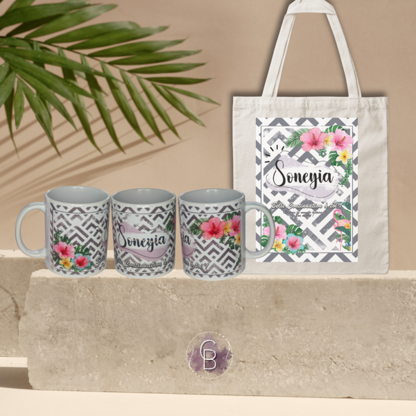 Lot coffret Cadeau personnalisé : Mug 325ml (11oz) + Totebag 100% Coton (39x42cm)
