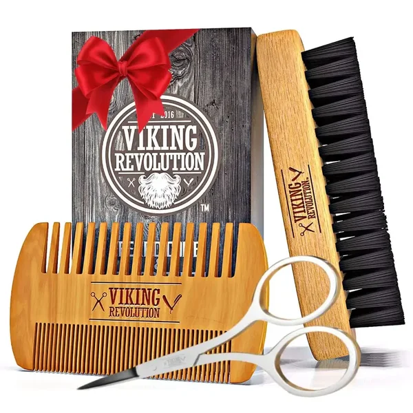 Juego de peine y cepillo para barba de hombre