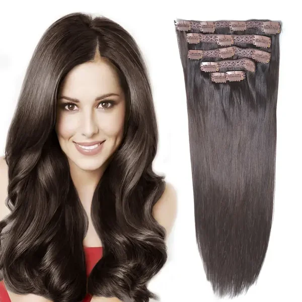 Extensioens de cabello humano con pinzas. , 14"