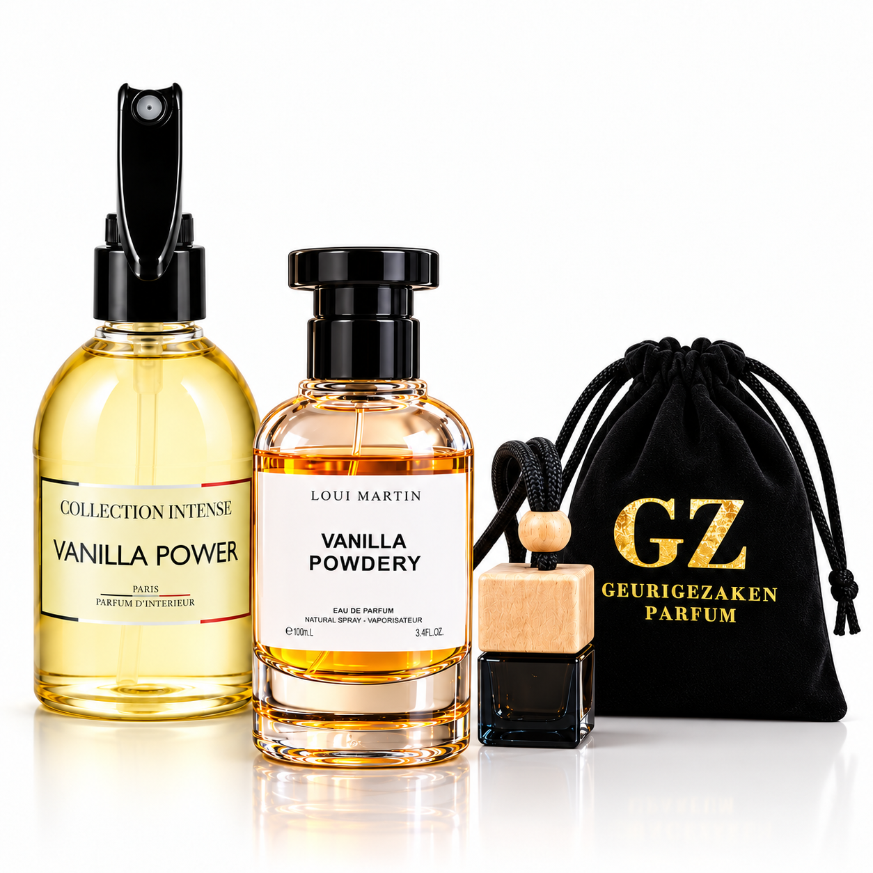 Vanilla Powdery Bundelpakket – Parfum, Huisparfum & Auto Parfum