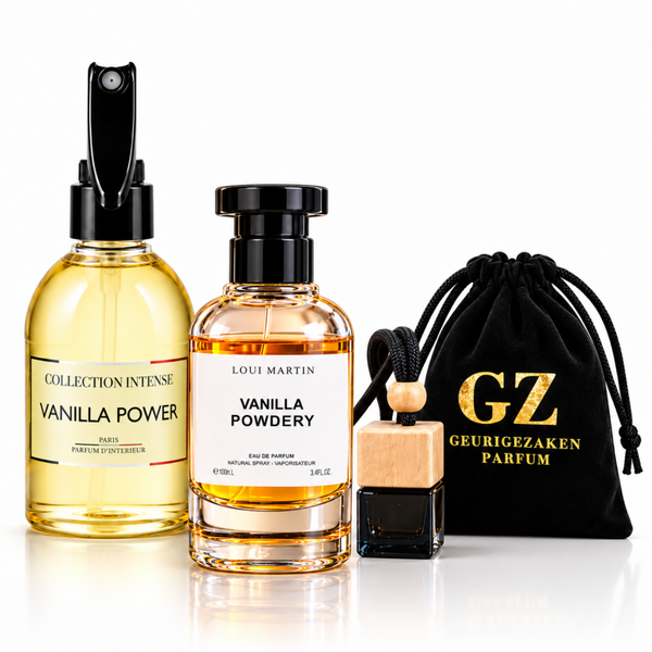 Vanilla Powdery Bundelpakket – Parfum, Huisparfum & Auto Parfum