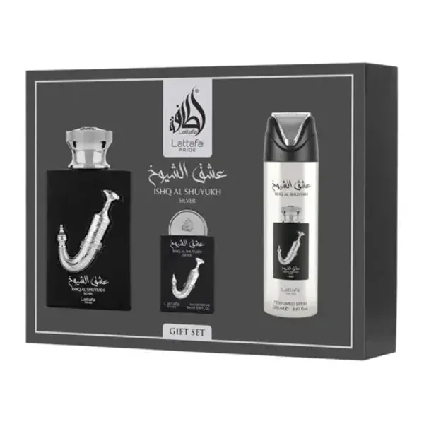 Lattafa Pride – Ishq Al Shuyukh Silver Gift Set