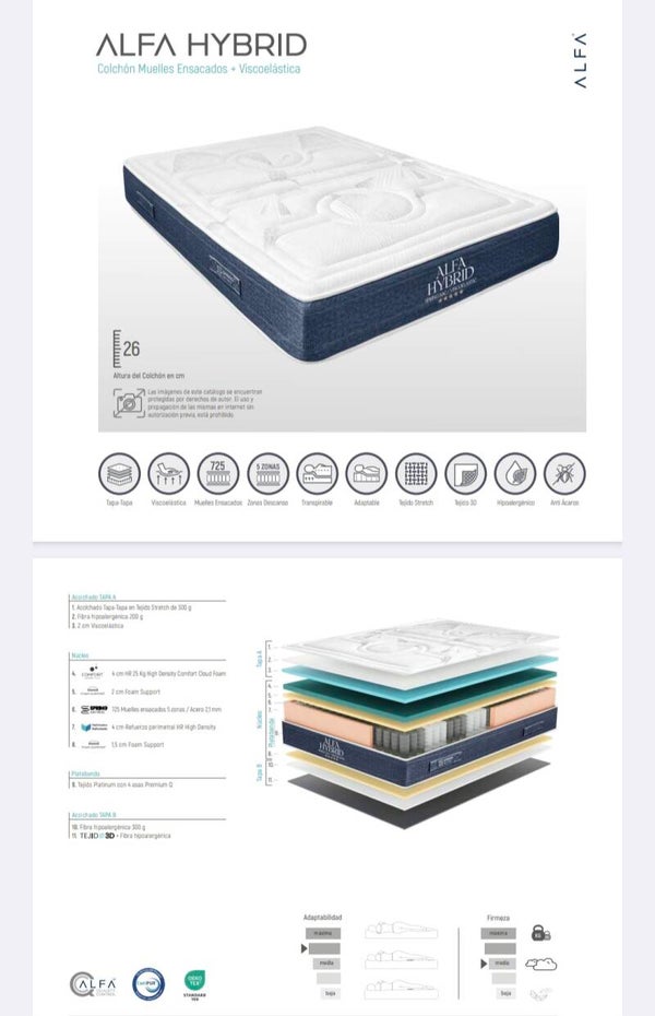 Matelas ALFA HYBRID 26 cm – Confort Dynamique & Soutien Précis