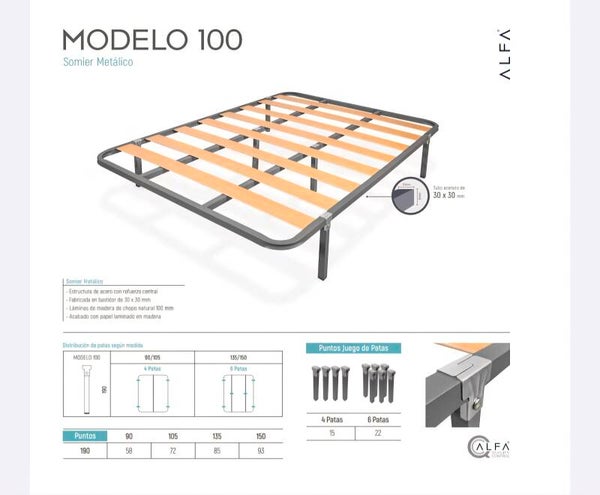 🛏️ Sommier métallique MODELO 100 – Robustesse et fiabilité au quotidien