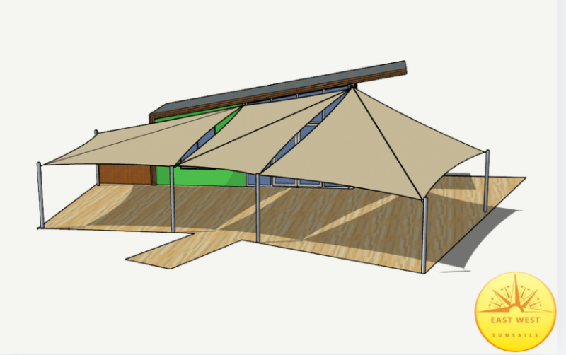 3D presentatie van schaduwdoek op maat Noord-Nederland