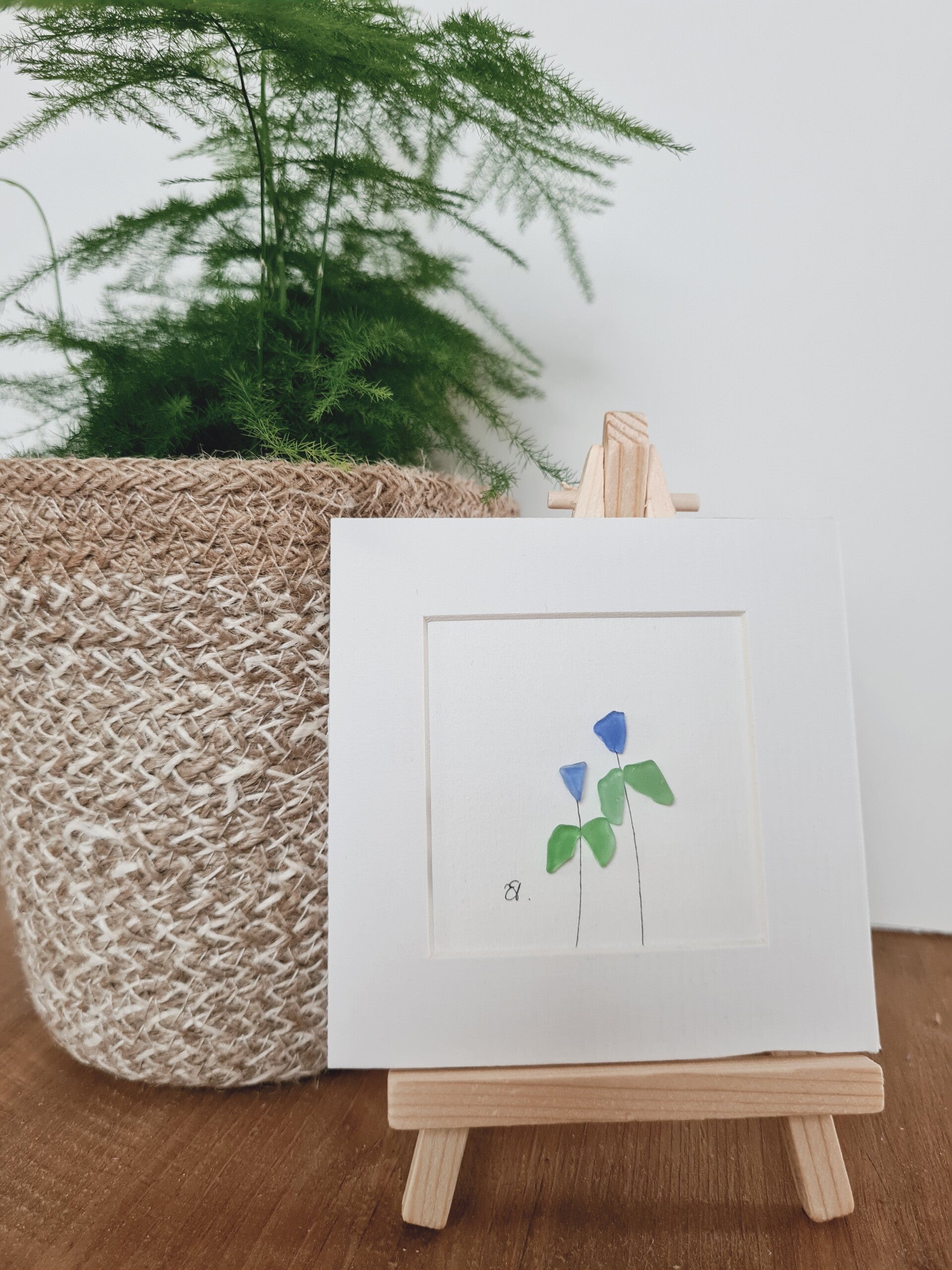 Unframed, Seaglass flowers 10.5x10.5