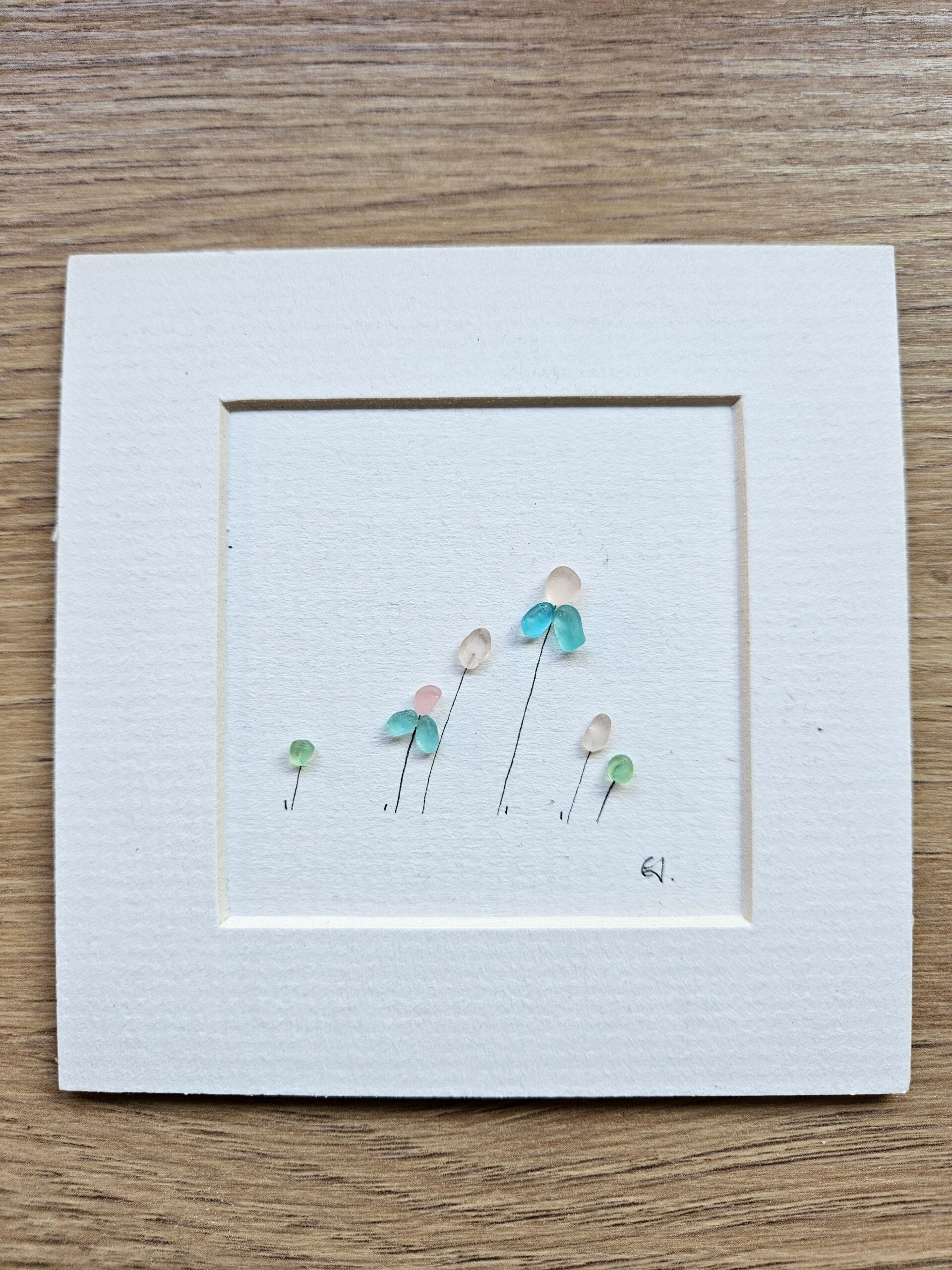 Unframed, Sea glass flowers