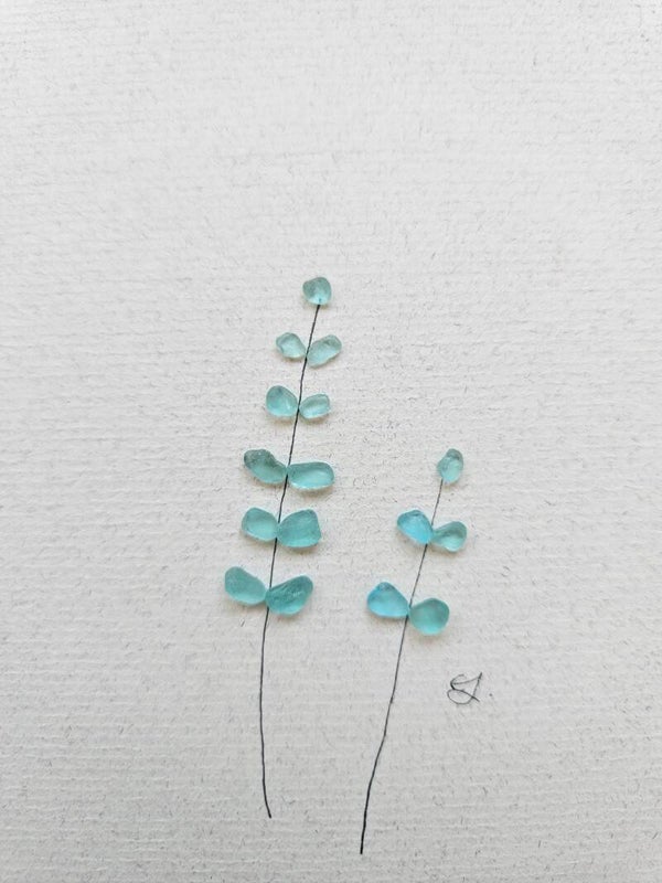 Floral Sea Glass Art, 15x15