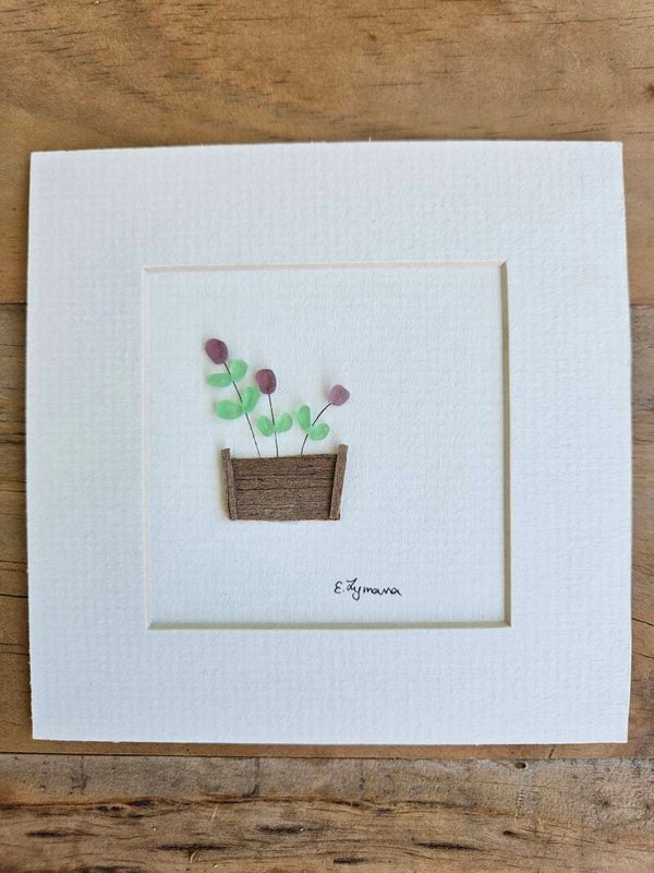 Unframed, Sea glass flowers
