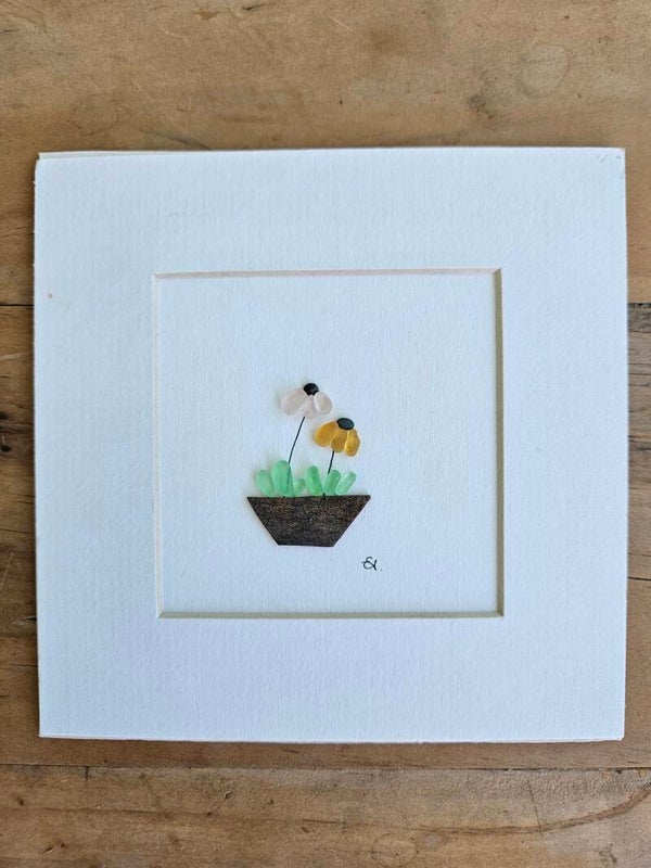 Unframed, seaglass flowers