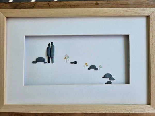 Seaglass and rock art couple, 25x40