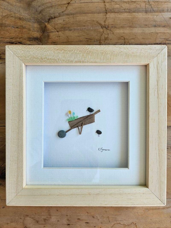 Seaglass flowers and birds, 15x15