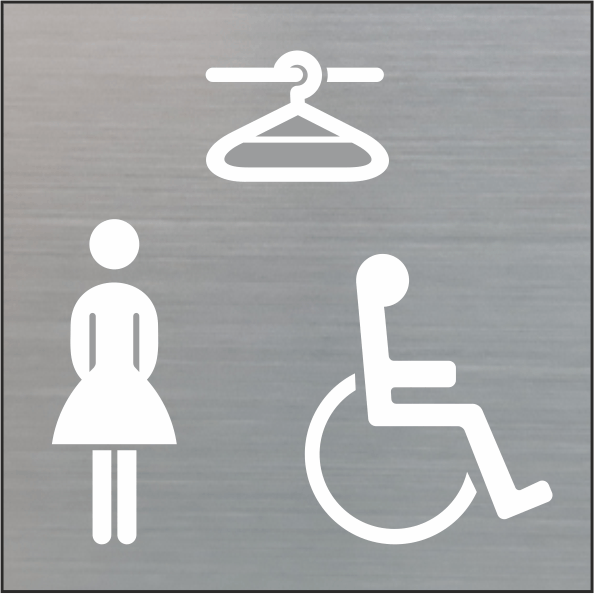 Cartello Segnaletico WC PMR Donne In Alluminio Spazzolato AUA SIGNALETIQUE - 200x200 Mm - Made In France