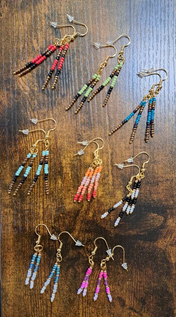 Boucles d'oreilles crochets argents 925 dorées ,tiges perles miyukis