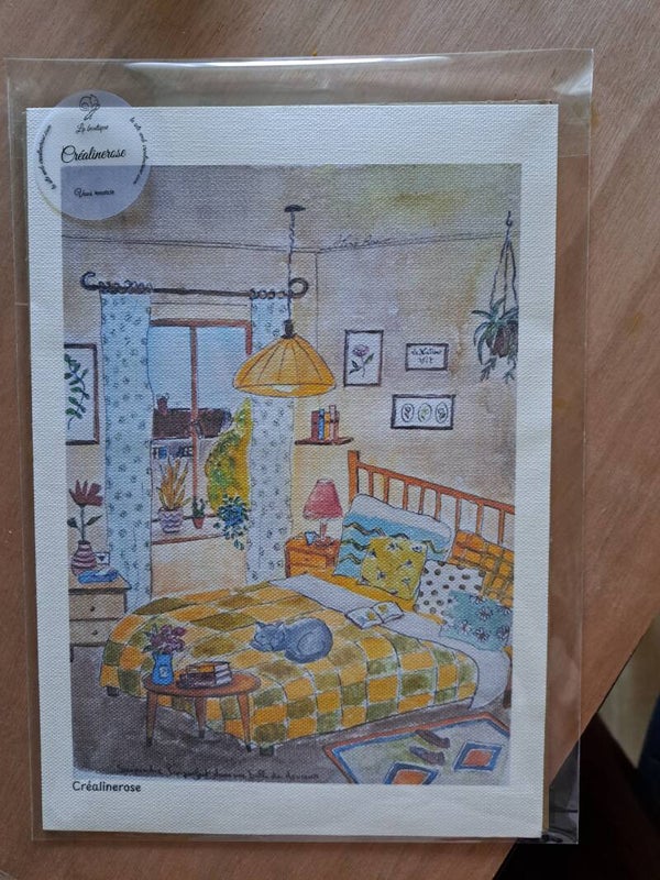 Print Art impression A4  340 grnon encadrée de l'oeuvre original Créalinerose