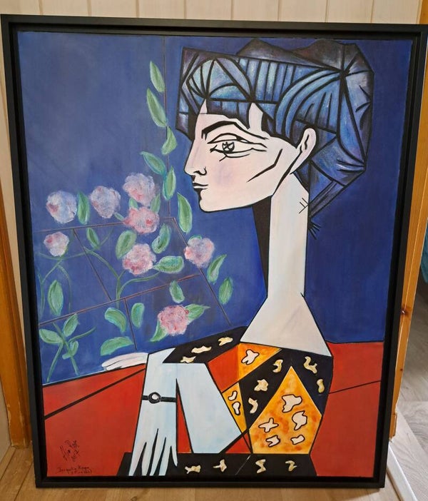 Tableau ligament acrylique 92 x 73 cm ( jacqueline Picasso)